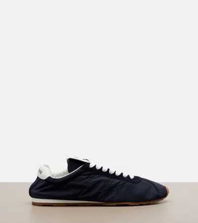 Miu Miu Suede Bicolor Retro Trainer Sneakers In Black