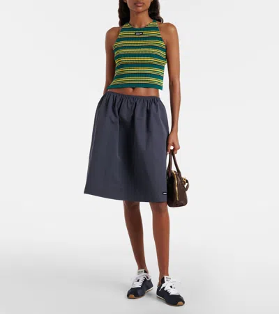 Miu Miu Suede Bicolor Retro Trainer Sneakers In Black