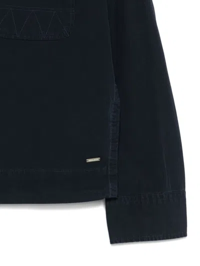 Woolrich Cotton Overshirt Regular Fit Patch Pockets In Black