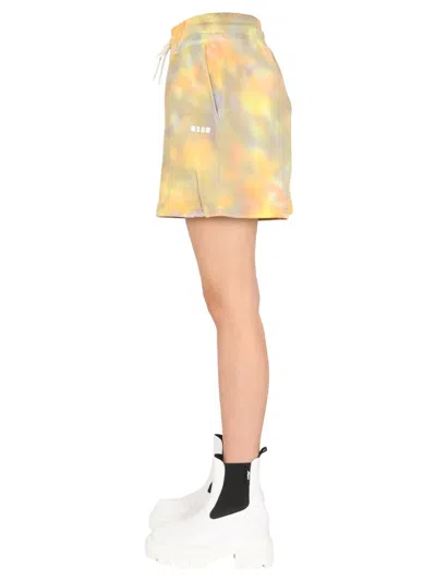 Msgm Relaxed Fit Cotton Shorts In Yellow