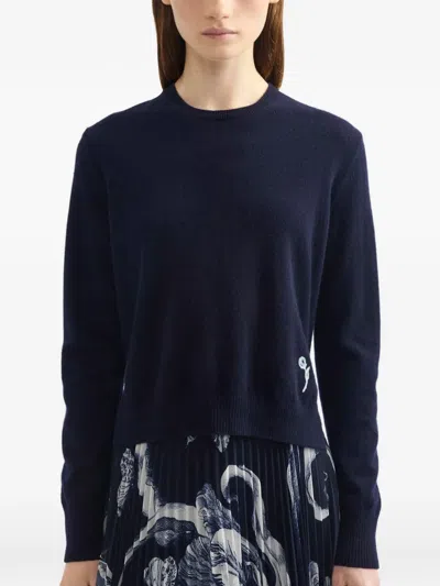 Erdem Embroidered Crew-neck Sweater In Black