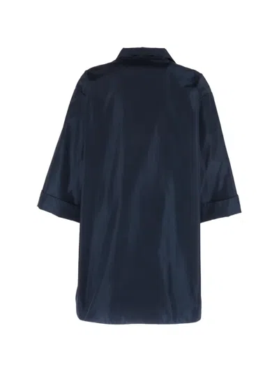 Aspesi Short Loose Fitting Overcoat In Blue