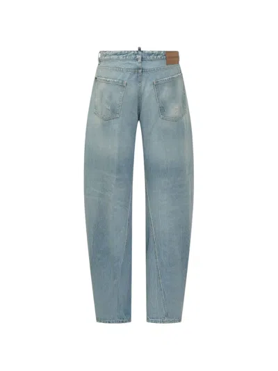 Dsquared2 Light Blue Loose Mid Rise Jeans In Blue