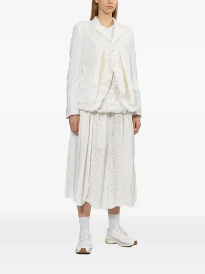 Comme Des Garçons Ruffled Top In White