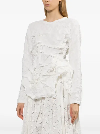 Comme Des Garçons Ruffled Top In White
