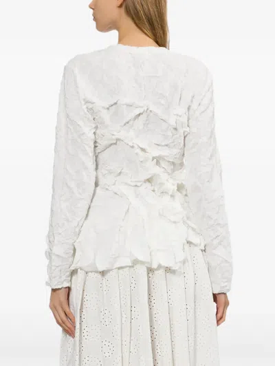 Comme Des Garçons Ruffled Top In White
