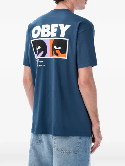 Obey Watching T-shirt In Blue