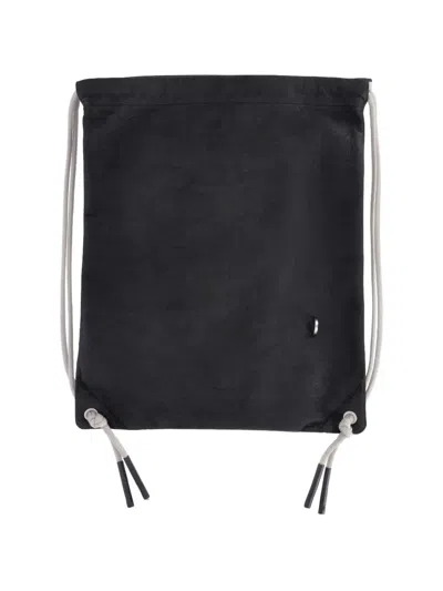 Rick Owens Drawstring Leather Backpack In Black