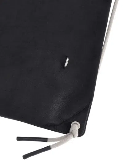 Rick Owens Drawstring Leather Backpack In Black