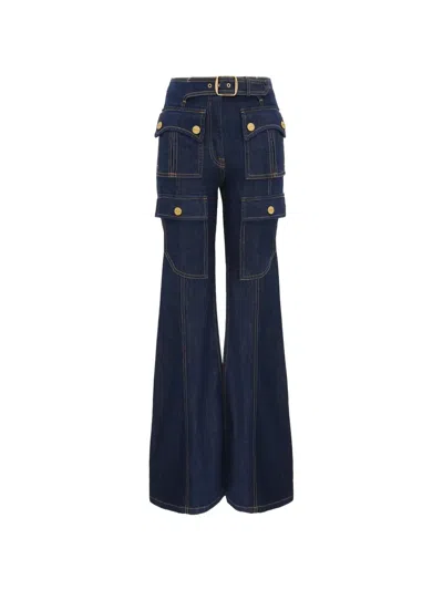 Zimmermann Luna Utility Denim Flared Jeans In Blue
