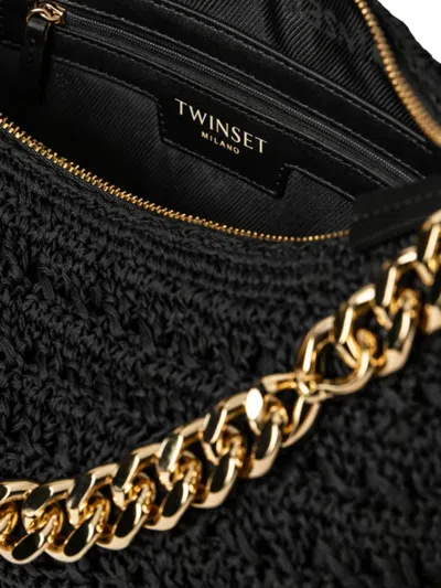 Twinset Twin-set Black Polyurethane Borsa Shoulder Bag In Black