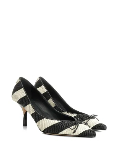 Jacquemus Les Escarpins Tourni 80 Striped Faux Raffia Pumps In Black