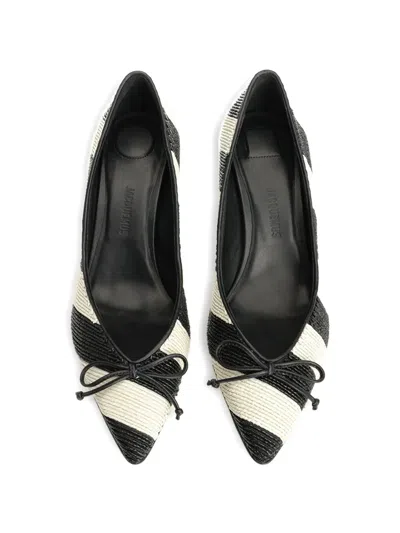 Jacquemus Les Escarpins Tourni 80 Striped Faux Raffia Pumps In Black