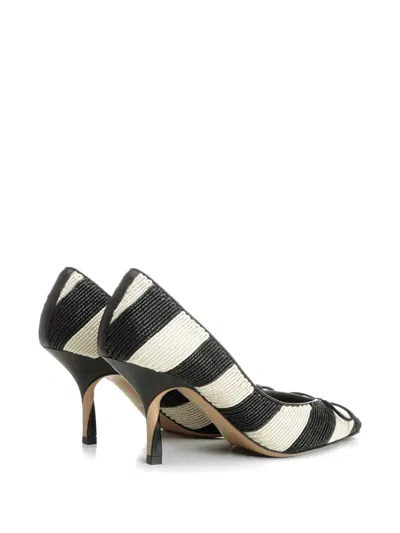 Jacquemus Les Escarpins Tourni 80 Striped Faux Raffia Pumps In Black