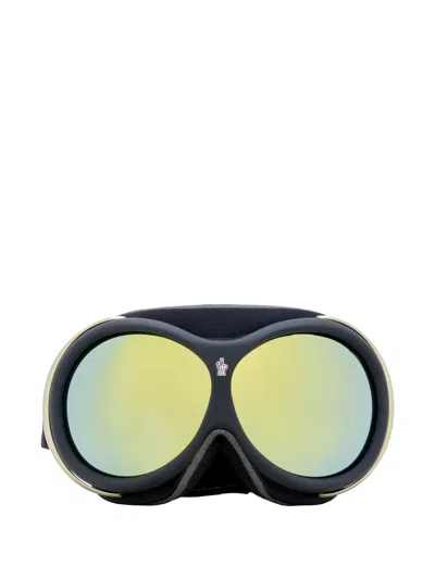 Moncler Rounded-lens Jacquard Ski Goggles In Black