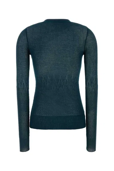 Victoria Beckham Teal Green Cotton Blend Cardigan In Blue