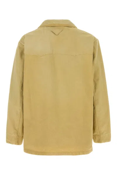 Prada Cotton Jacket Collared Design Four Pockets In Brown