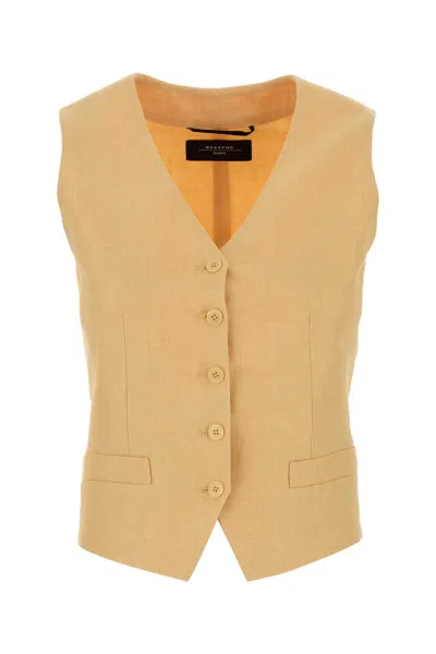 Weekend Max Mara Linen Pace Vest Adjustable Back Strap In Yellow