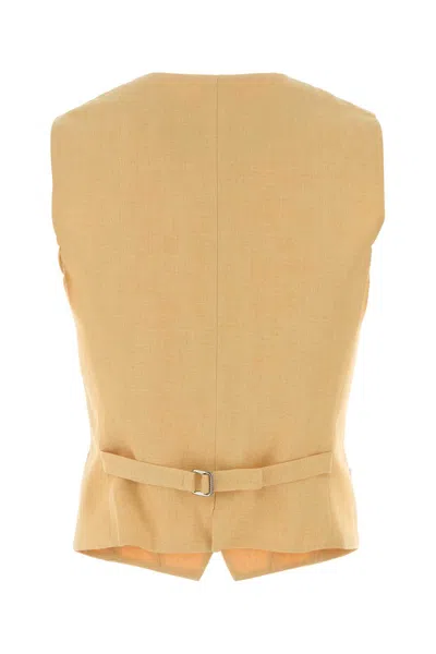 Weekend Max Mara Linen Pace Vest Adjustable Back Strap In Yellow