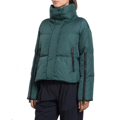 Herno Bicolor Polyamide Coat In Green