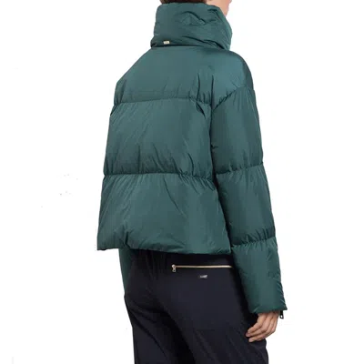 Herno Bicolor Polyamide Coat In Green