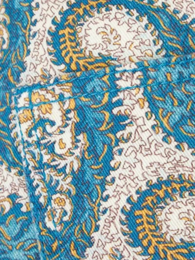 Etro Paisley Denim Shorts Belt Loops Pockets In Blue