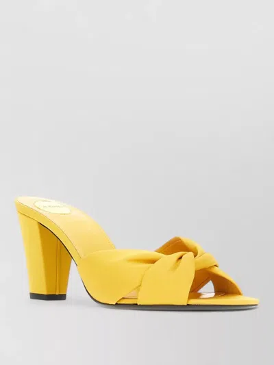 Saint Laurent Fabric Franciane Sandals Cone Heel Knotted In Yellow
