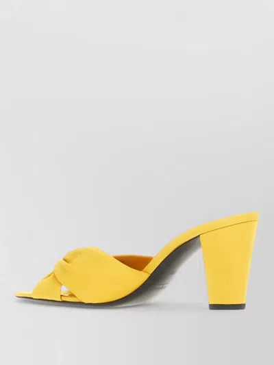 Saint Laurent Fabric Franciane Sandals Cone Heel Knotted In Yellow