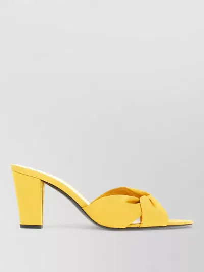 Saint Laurent Fabric Franciane Sandals Cone Heel Knotted In Yellow
