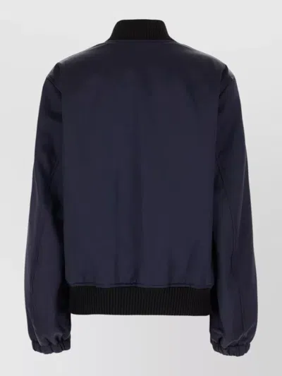 Off-white Acetate Blend Padded Bomber Jacket In Blue