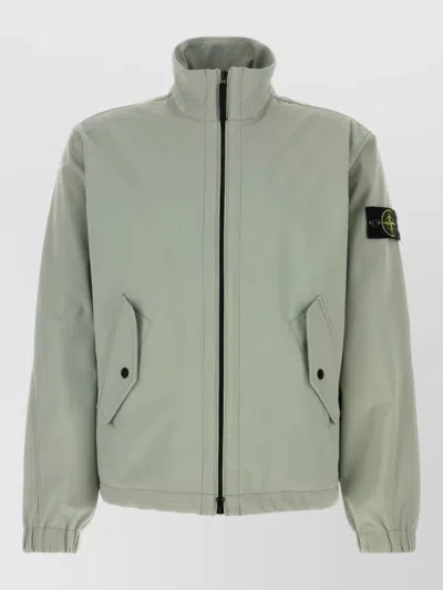 Stone Island Stretch Polyester Jacket Elastic Cuffs High Collar In Multi