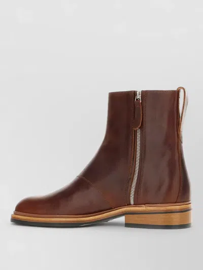 Our Legacy Leather Ankle Boots Pull Tab Round Toe In Brown