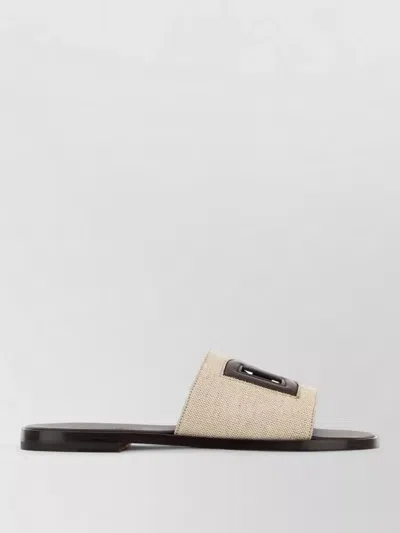 Dolce & Gabbana Canvas Sandals Flat Sole Open Toe In Multi