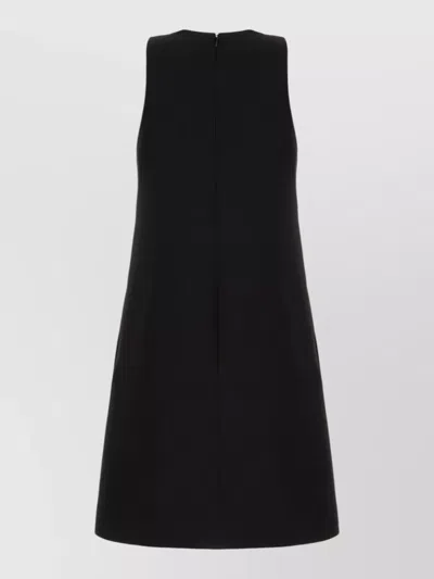 Valentino Garavani Rhinestone Snake Embroidery Crepe Couture Short Dress In Black