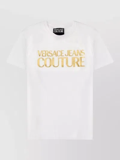 Versace Jeans Couture Short Sleeve Crew Neck Cotton T-shirt In White