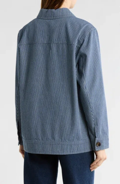 Bernardo Stripe Cotton Jacket In Blue