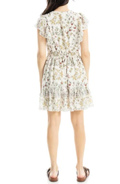 Max Studio V-neck Flutter Sleeve Minidress In White
