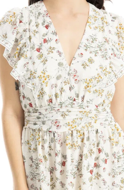 Max Studio V-neck Flutter Sleeve Minidress In White