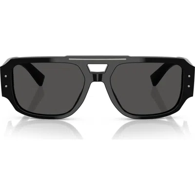 Dolce & Gabbana Dolce&gabbana 57mm Pilot Sunglasses In Black