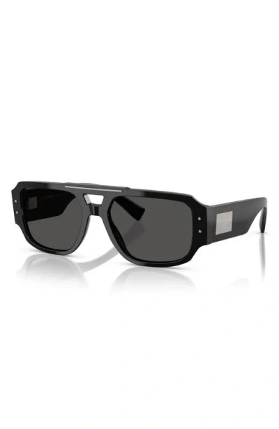 Dolce & Gabbana Dolce&gabbana 57mm Pilot Sunglasses In Black
