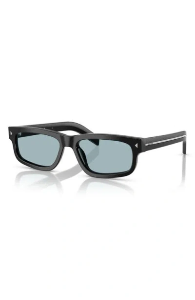 Prada 57mm Rectangular Optical Glasses In Gray