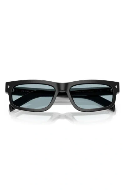 Prada 57mm Rectangular Optical Glasses In Gray