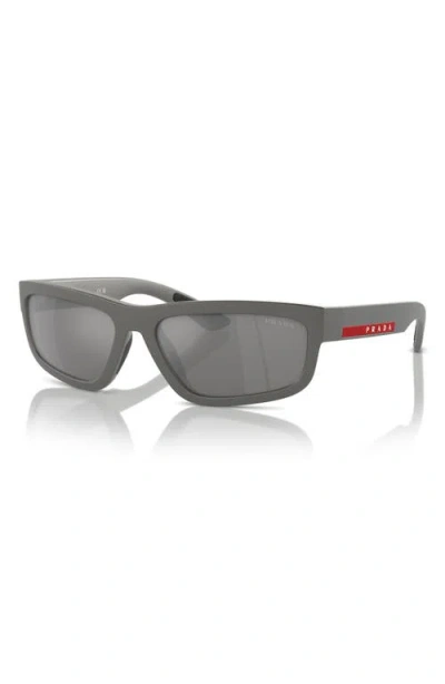 Prada Linea Rossa 59mm Rectangular Sunglasses In Gray