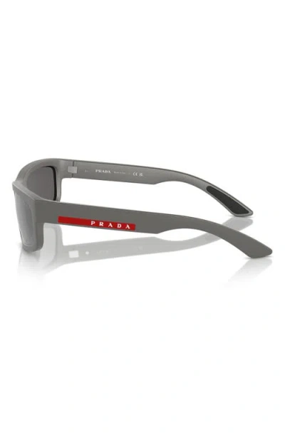 Prada Linea Rossa 59mm Rectangular Sunglasses In Gray
