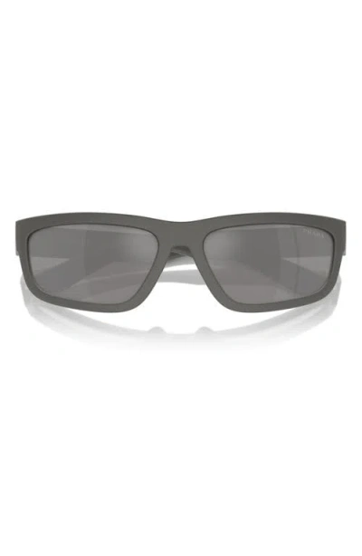 Prada Linea Rossa 59mm Rectangular Sunglasses In Gray