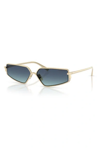 Tiffany & Co . 60mm Irregular Rectangular Sunglasses In Gold