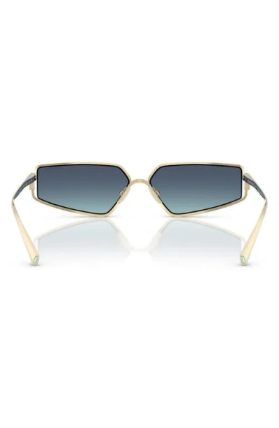 Tiffany & Co . 60mm Irregular Rectangular Sunglasses In Gold