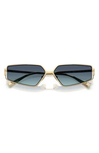Tiffany & Co . 60mm Irregular Rectangular Sunglasses In Gold