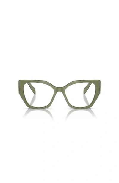 Prada 54mm Irregular Optical Glasses In Metallic