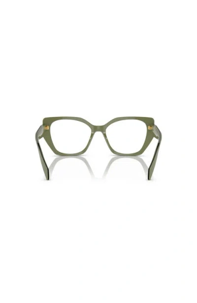 Prada 54mm Irregular Optical Glasses In Metallic